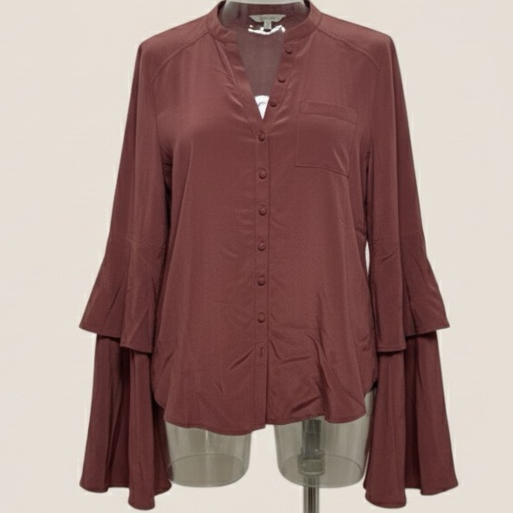 NWT Chaser by Revolve silk Mauve Bell Sleeve Top size‎ Small Boho Festival